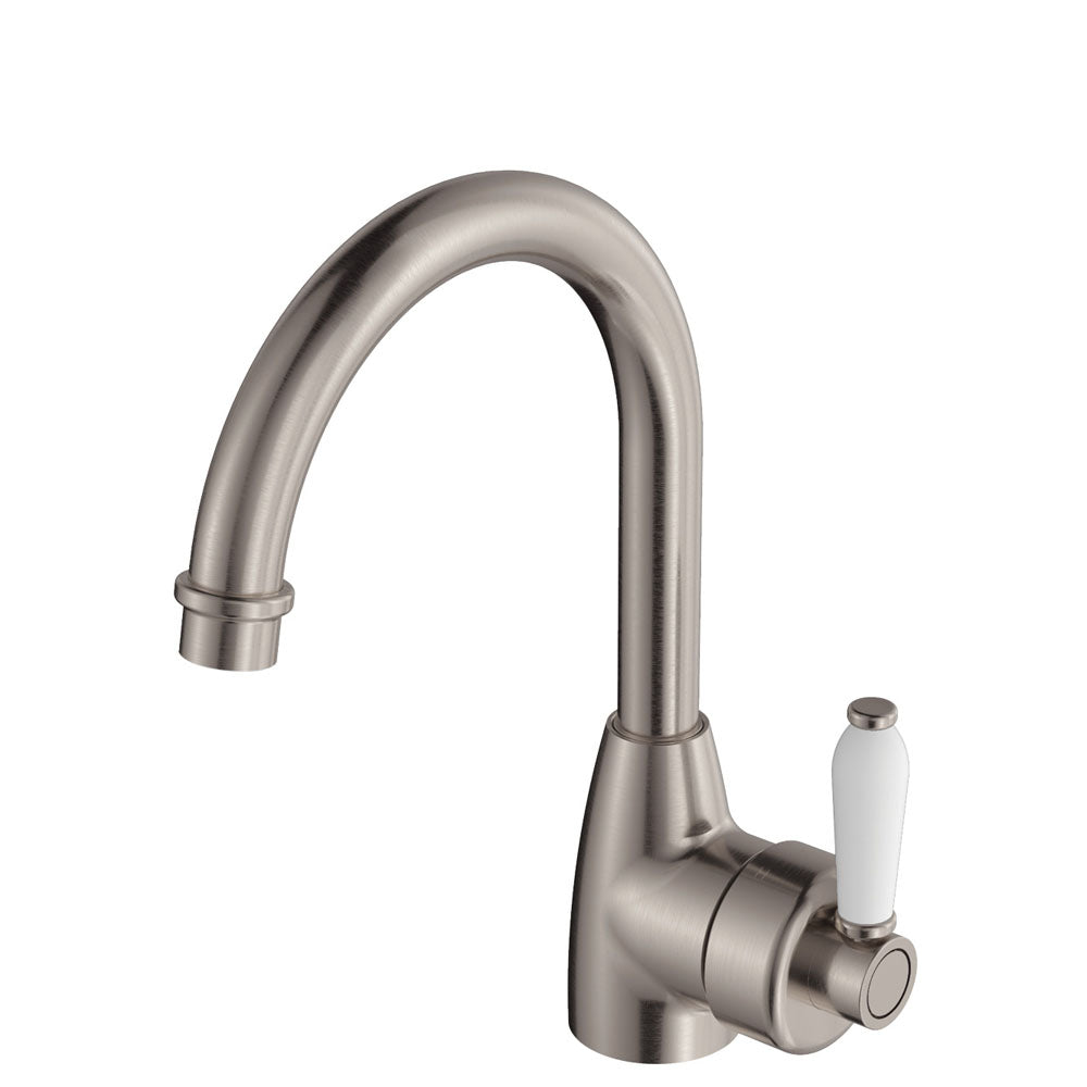 ELEANOR Gooseneck Basin Mixer White Handle