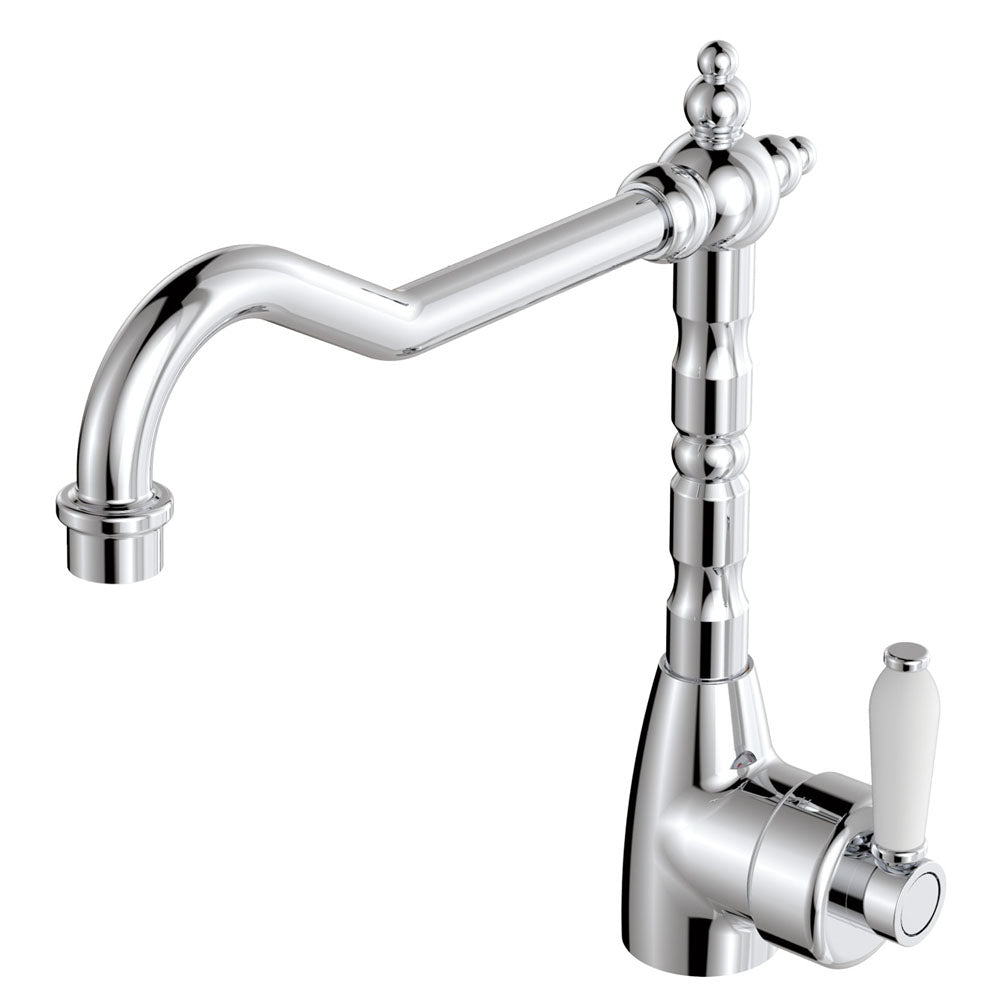 ELEANOR Shepherds Crook Kitchen Sink Mixer White Handle