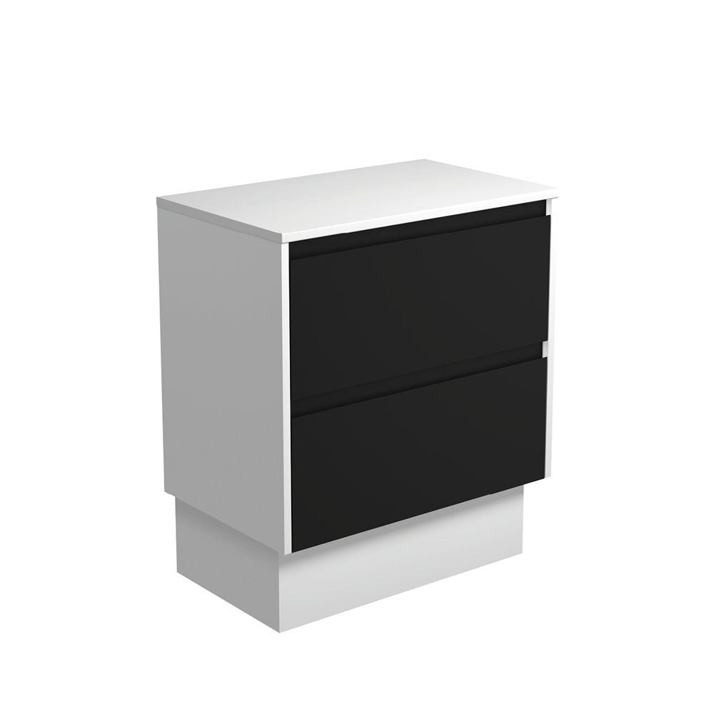 AMATO Satin Black 750 Cabinet Satin White Panels Wall Hung