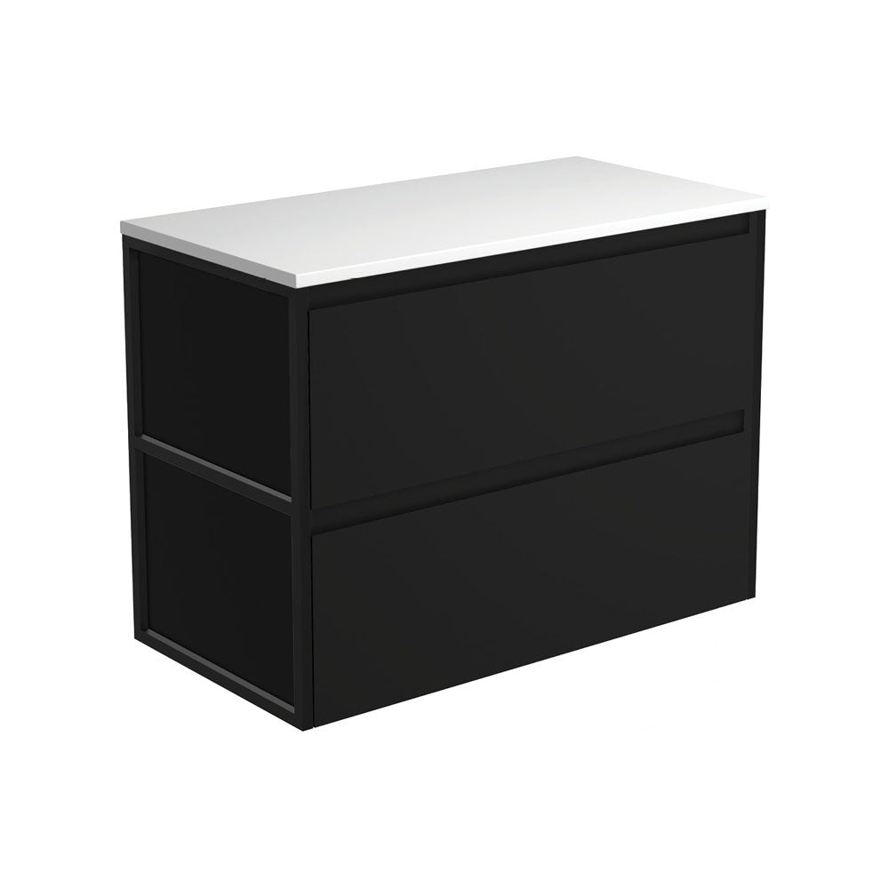 AMATO Satin Black 900 Cabinet Matte Black Frames Wall Hung