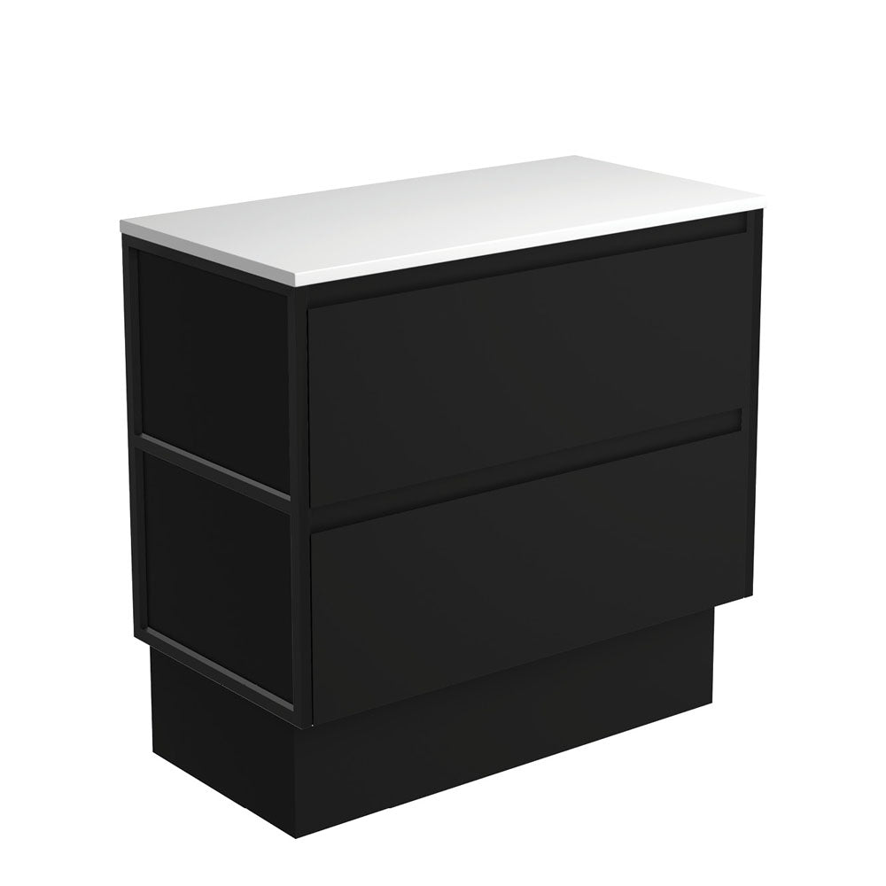 AMATO Satin Black 900 Cabinet Matte Black Frames Wall Hung