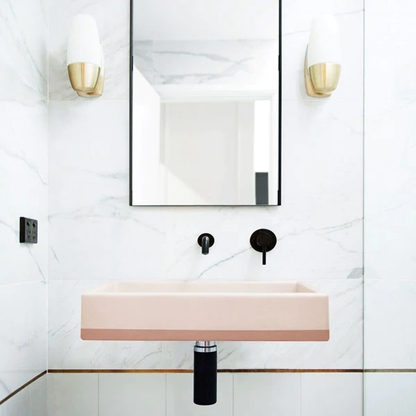 Box Basin Two Tone - Wall Hung (Blush Pink)