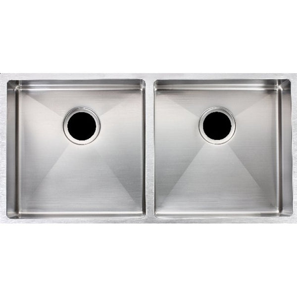 1.2mm Handmade Double Bowls Top/Undermount Kitchen Sink Round Corner 865*440*200mm