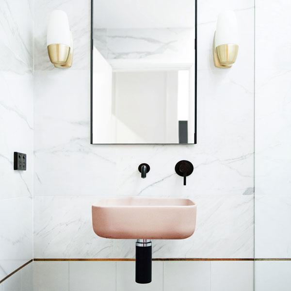 Cube Basin - Wall Hung (Blush Pink)