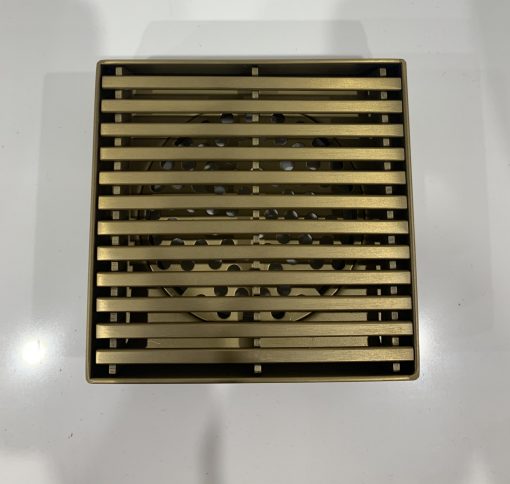 110*110*20mm Brushed Brass Grill Floor Waste Shower Grate Drain(80mm outlet)