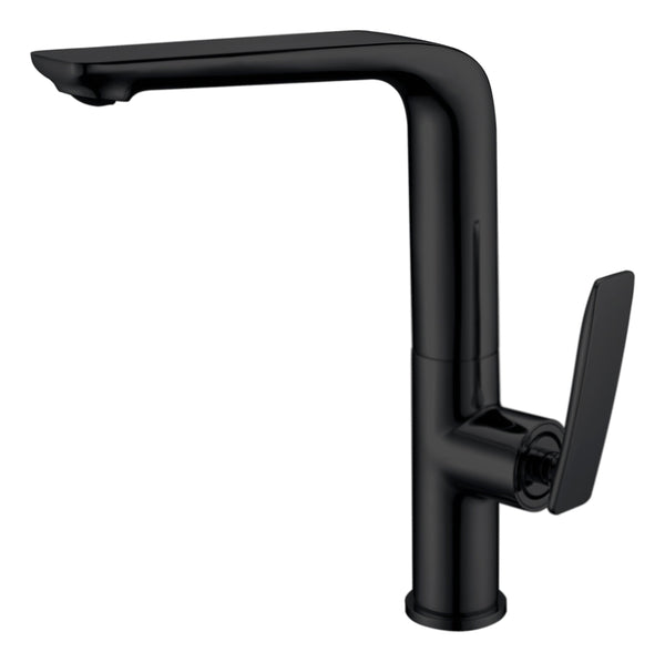 Black Swivel Flick Kitchen Sink Mixer Tap Solid Brass