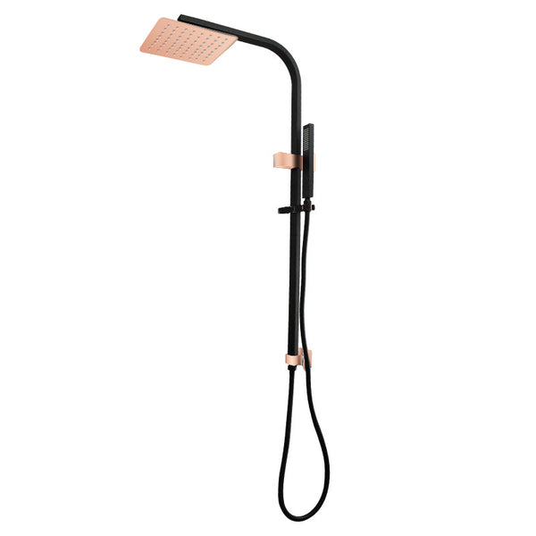 8'' Square Black Rose Gold Shower Station Top Water Inlet