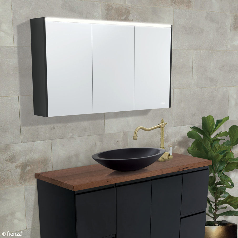 UNIVERSAL Mirror Cabinet 900 with Display Shelf Satin Black