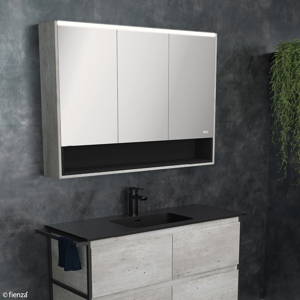 UNIVERSAL Mirror Cabinet 900 with Gloss White Side Panels