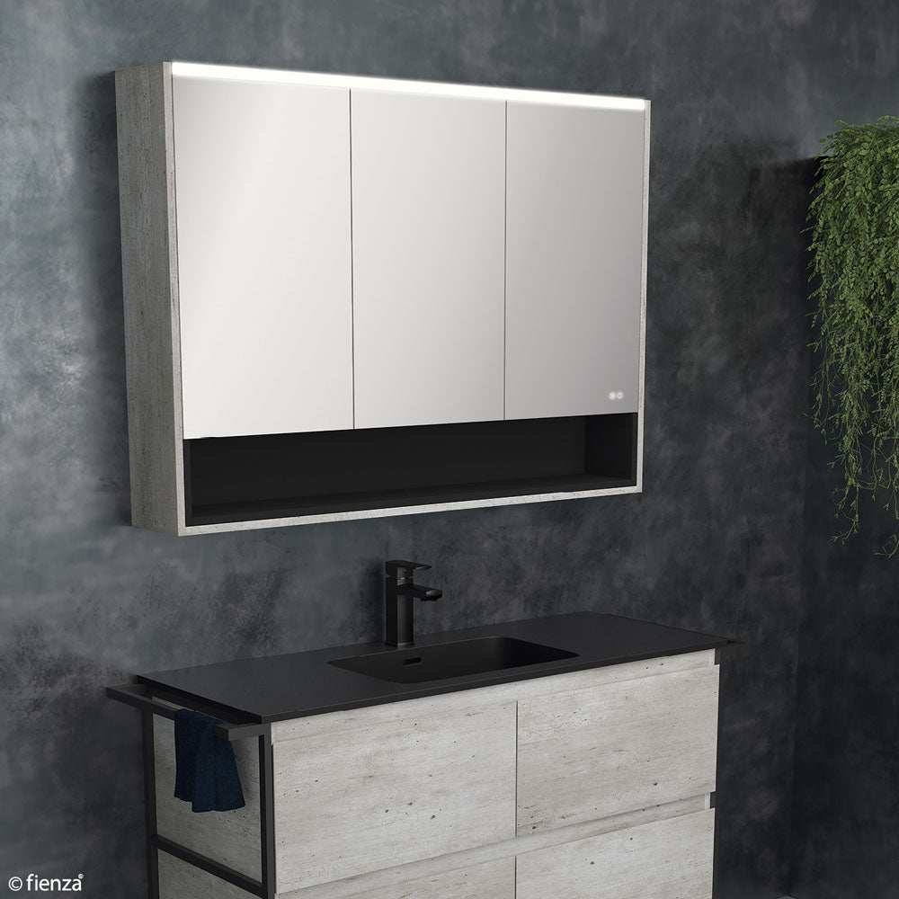 UNIVERSAL Mirror Cabinet 1200 with Display Shelf Satin White