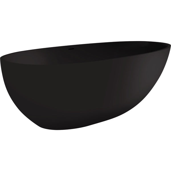 BAHAMA Matt Black Stone Bath 1700x880x560mm with Overflow