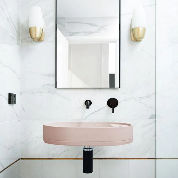 Shelf Oval Basin - Wall Hung (Blush Pink,Tap Hole,No Overflow)