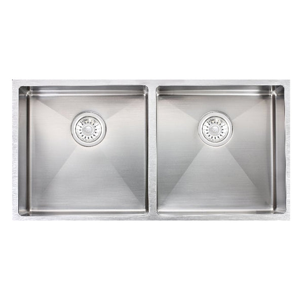 304 Stainless Steel Hand-made Double Kitchen Sink(Round Edges) 865*440*200mm