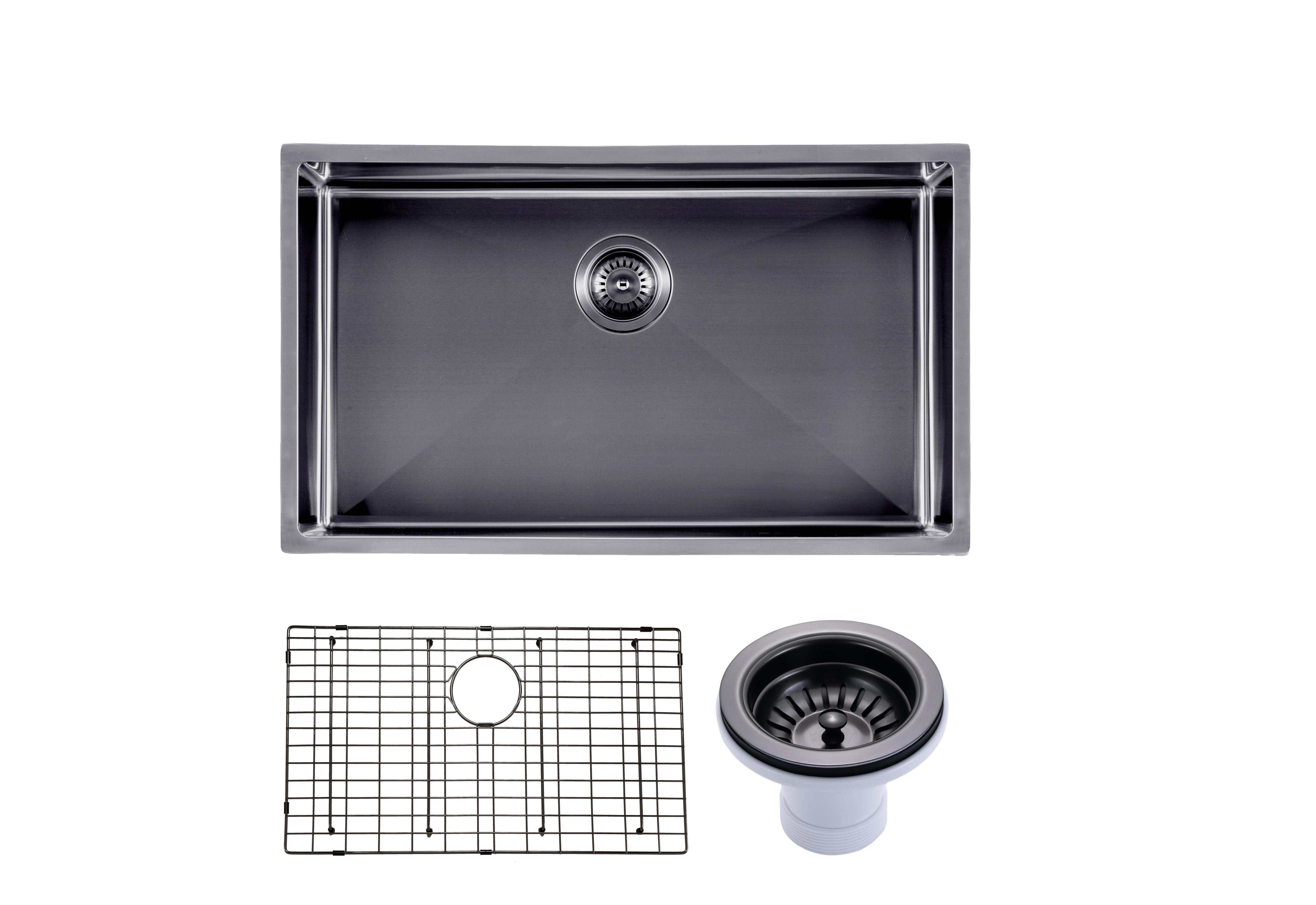 304 Stainless Steel Hand-made Single Bowl Kitchen Sink(Round Edges) 762*457*254mm