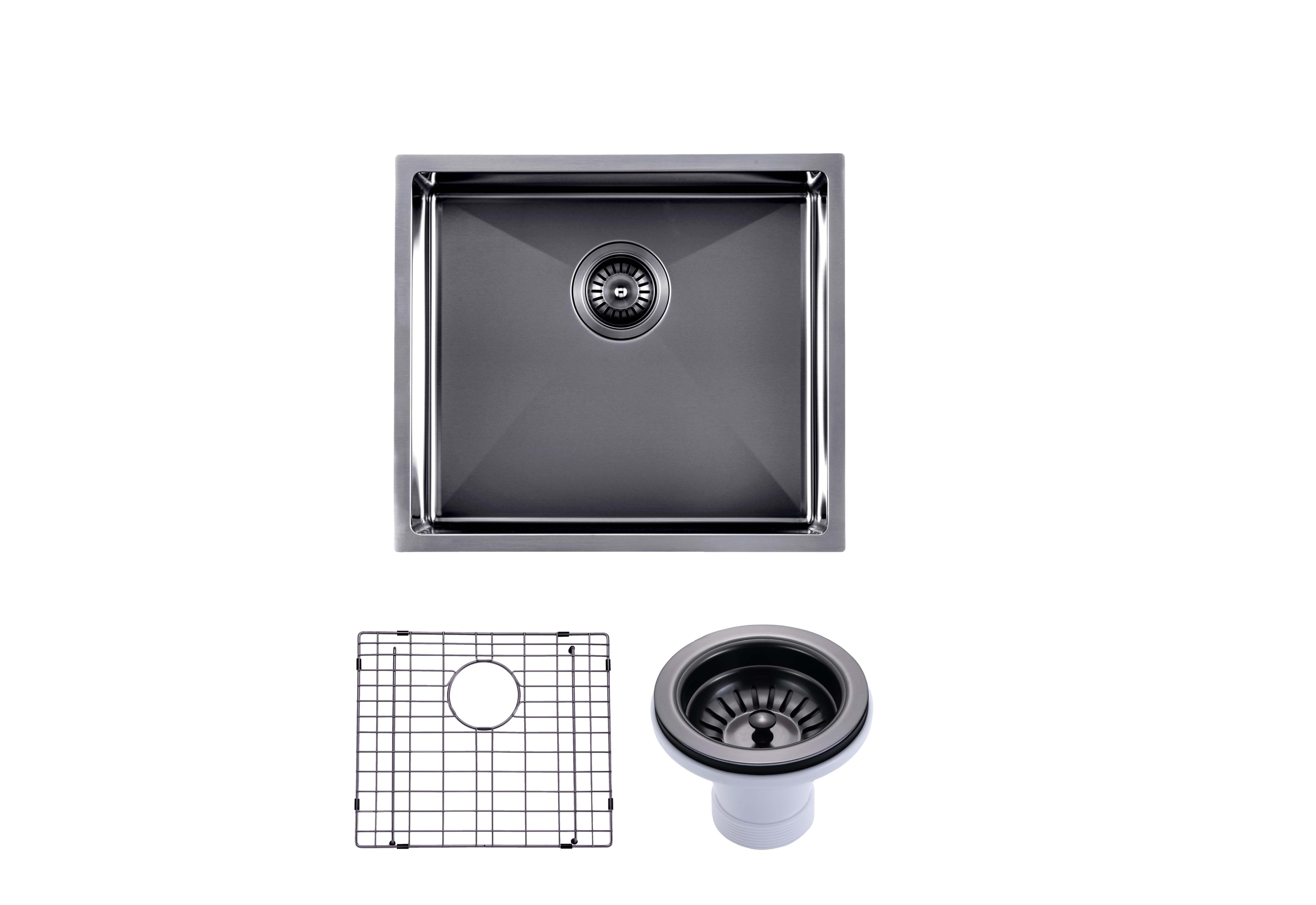 304 Stainless Steel Hand-made Single Bowl Kitchen Sink(Round Edges) 510*450*230mm