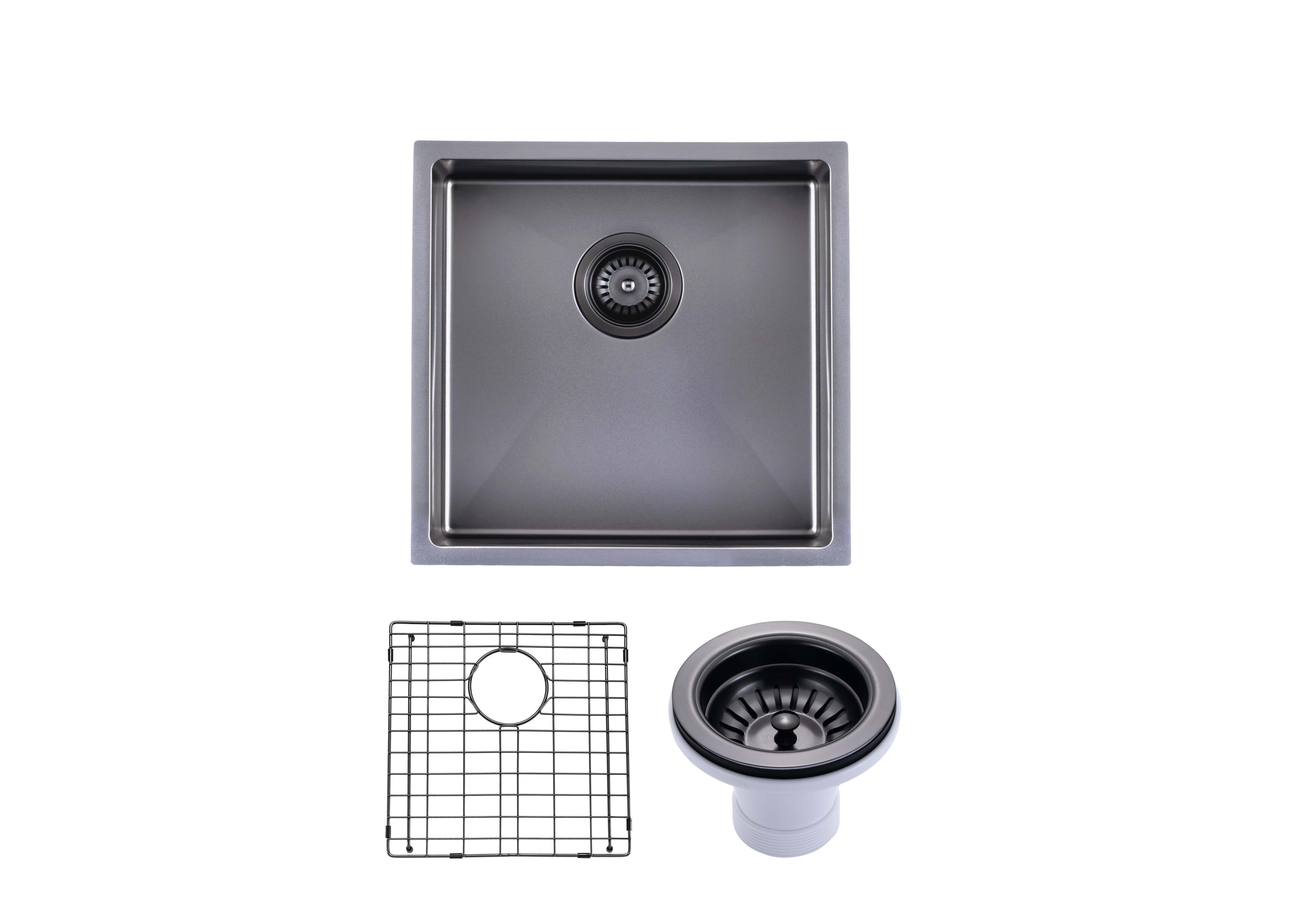 304 Stainless Steel Hand-made Single Bowl Kitchen Sink 440*440*205mm(R10 Corner)