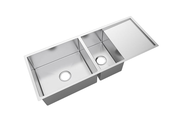 304 Stainless Steel Hand-made One and Half Bowl Kitchen Sink(Round Edges) 1160*460*230mm(with Drainer)