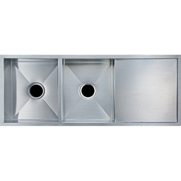 304 Stainless Steel Hand-made Double Bowl Kitchen Sink(Round Edges)1160*460*230mm(with Drainer)