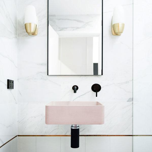 Vesl Square Basin - Wall Hung (Blush Pink)