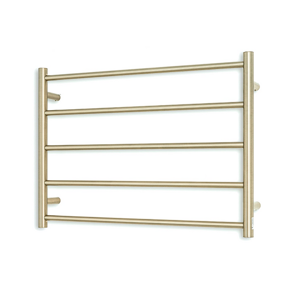 Brushed Nickel 750 x 550mm Rnd Heated Towel Rail LEFT