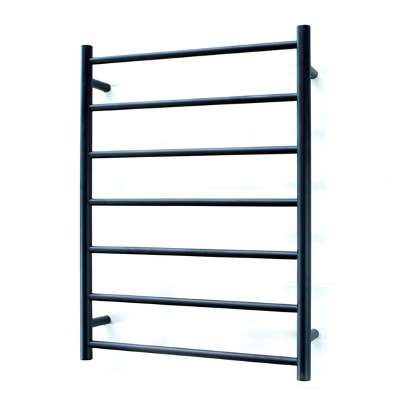 Black 600 x 800mm Rnd Heated Towel Rail LEFT