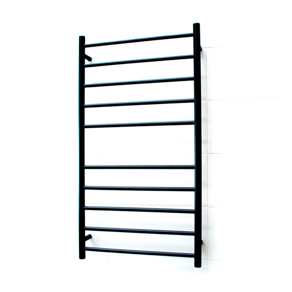 Black 600 x 1100mm Rnd Heated Towel Rail LEFT