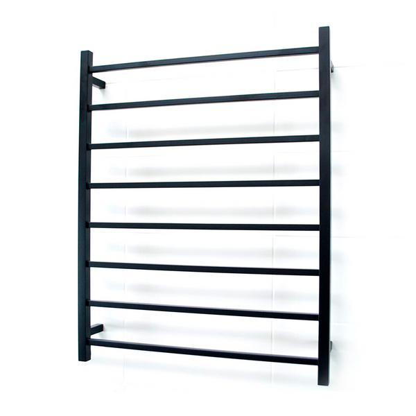 Black 800 x 1000mm Squ Heated Towel Rail LEFT