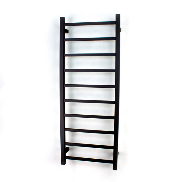 Black 430 x 1100mm Squ Heated Towel Rail LEFT