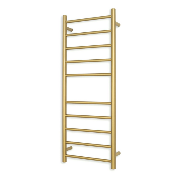 Brushed Gold 430 x 1100mm Rnd Heated Towel Rail LEFT