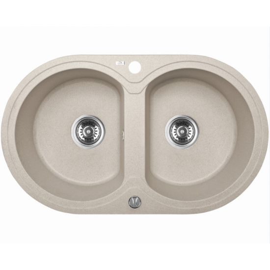 Laveo 470*780*204mm Granite Stone Sink Double Bowls(including Space Saving Siphon and Automatic Plug)